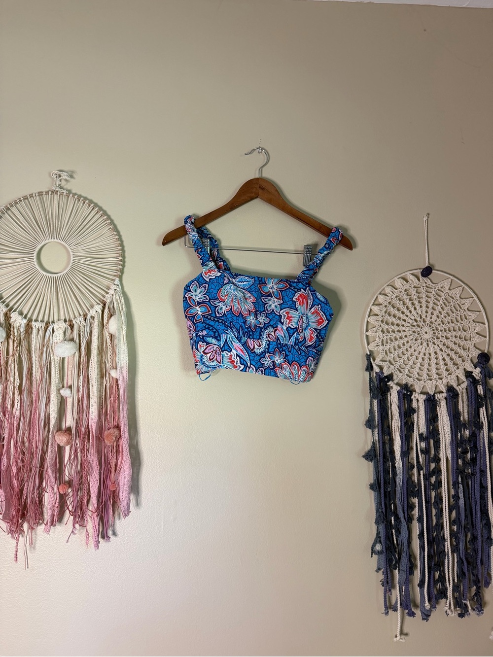 Rachel Zoe Floral Crop Top Blue Size Small